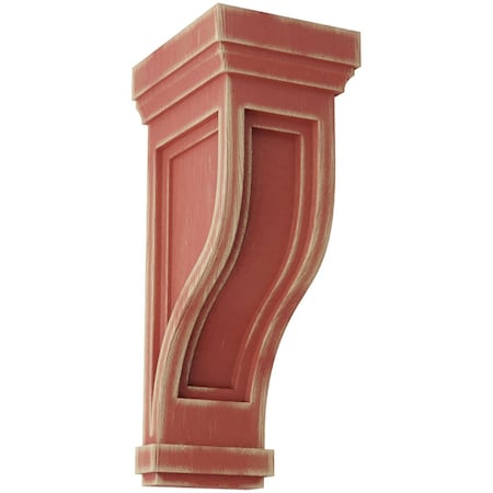 Ekena Millwork 6 1/2"W x 6 1/2"D x 14"H Traditional Recessed Wood Vintage Decor Corbel, Salvage Red CORWD06X06X14TRRD